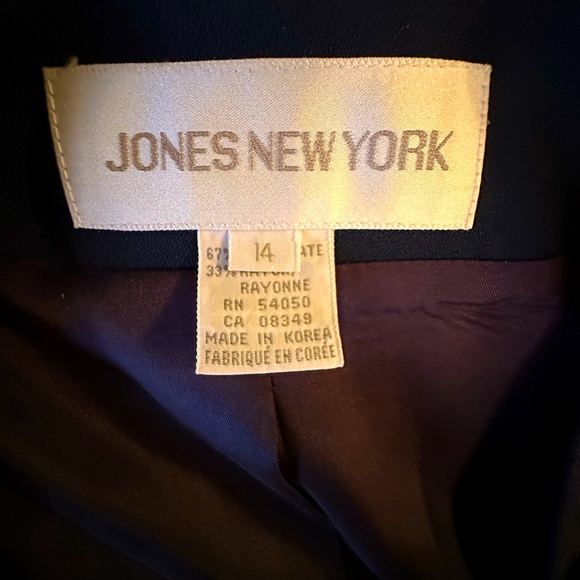 JONES NY Navy Blue Collarless Jacket Sz 14 - Picture 6 of 6